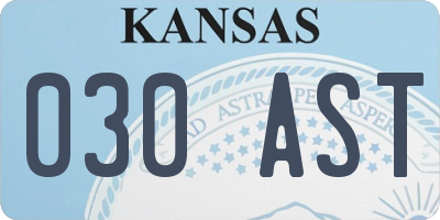 KS license plate 030AST