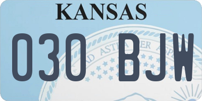 KS license plate 030BJW