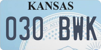 KS license plate 030BWK