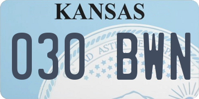 KS license plate 030BWN