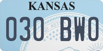 KS license plate 030BWO