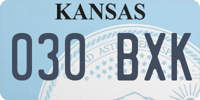 KS license plate 030BXK