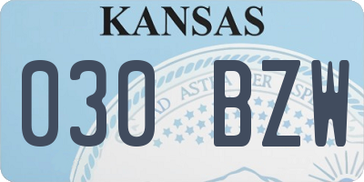 KS license plate 030BZW