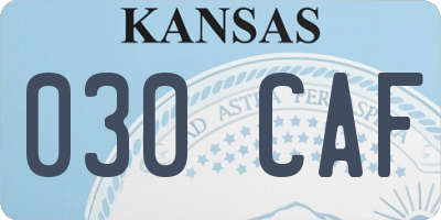 KS license plate 030CAF
