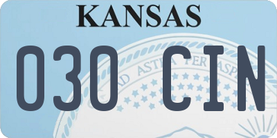 KS license plate 030CIN