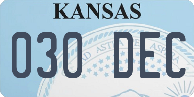 KS license plate 030DEC