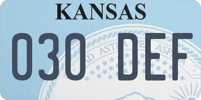 KS license plate 030DEF