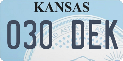 KS license plate 030DEK