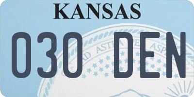 KS license plate 030DEN