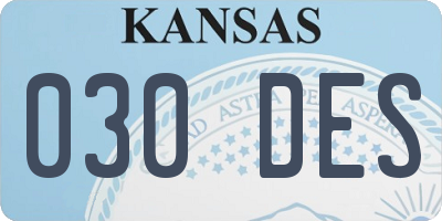 KS license plate 030DES