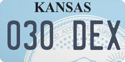 KS license plate 030DEX