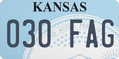KS license plate 030FAG