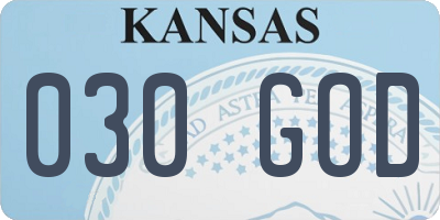 KS license plate 030GOD