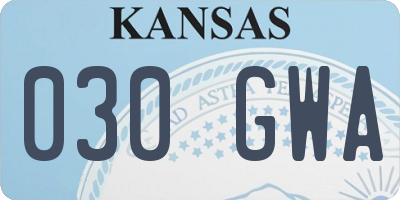 KS license plate 030GWA