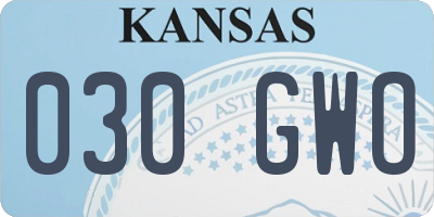 KS license plate 030GWO