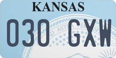 KS license plate 030GXW