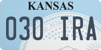 KS license plate 030IRA