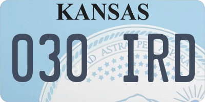 KS license plate 030IRD