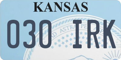 KS license plate 030IRK