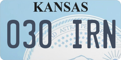 KS license plate 030IRN