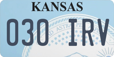 KS license plate 030IRV