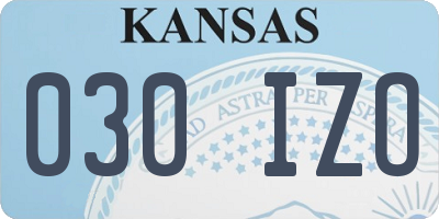 KS license plate 030IZO