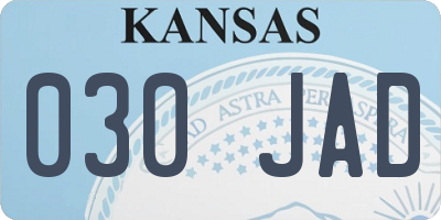 KS license plate 030JAD