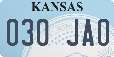 KS license plate 030JAO