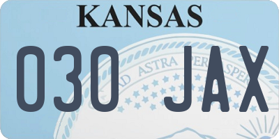KS license plate 030JAX