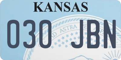 KS license plate 030JBN