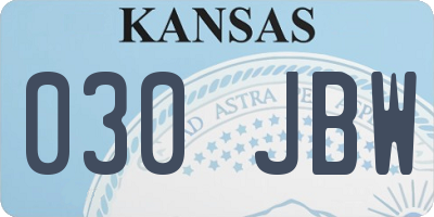 KS license plate 030JBW