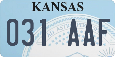 KS license plate 031AAF