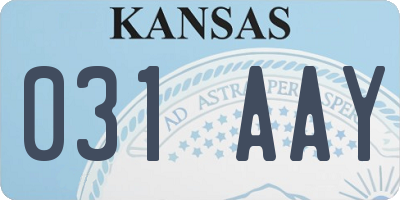 KS license plate 031AAY