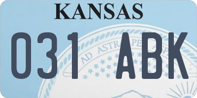 KS license plate 031ABK