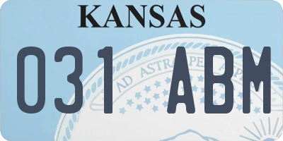 KS license plate 031ABM