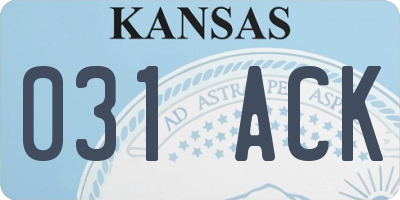 KS license plate 031ACK