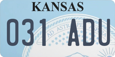 KS license plate 031ADU