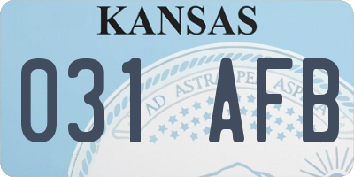 KS license plate 031AFB