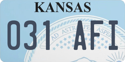 KS license plate 031AFI