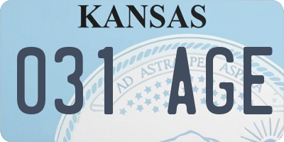 KS license plate 031AGE
