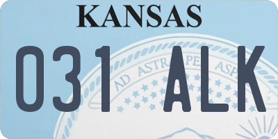 KS license plate 031ALK