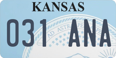 KS license plate 031ANA