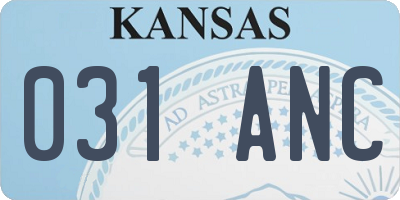 KS license plate 031ANC
