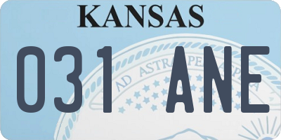 KS license plate 031ANE
