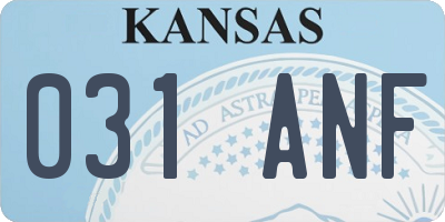 KS license plate 031ANF