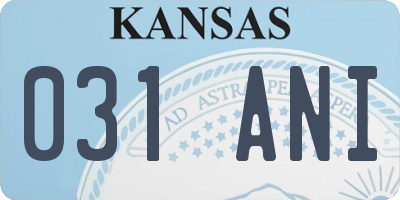 KS license plate 031ANI