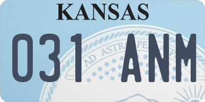 KS license plate 031ANM