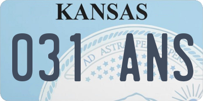 KS license plate 031ANS