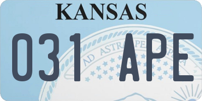 KS license plate 031APE