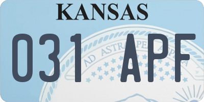 KS license plate 031APF